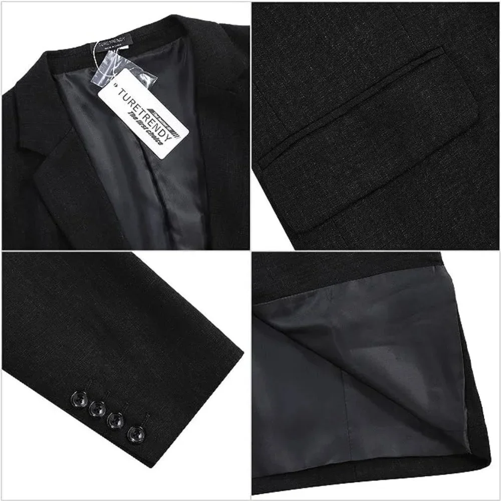 BOGO Casual Sport Coat Lightweight Linen Blazer One Button Business Suit Jackets